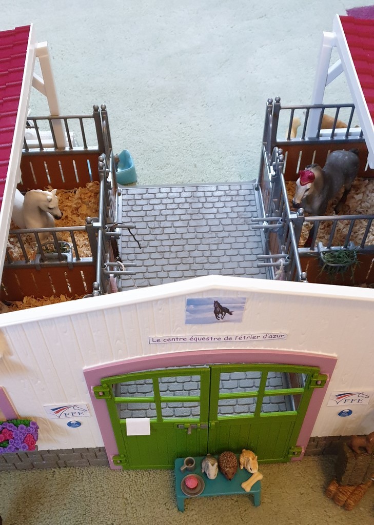 Le centre équestre avec des copeaux de bois 